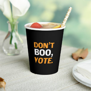 "Boo nicht, vote" schwarz-orange weißes Halloween Pappbecher