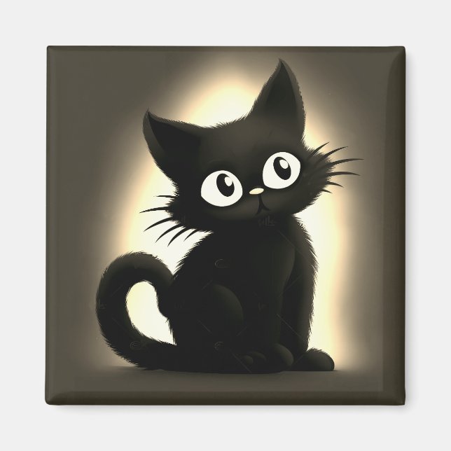 Boo Niedlich Black Cat Halloween Magnet (Vorne)