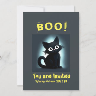 Boo Niedlich Black Cat Halloween-Party Einladung