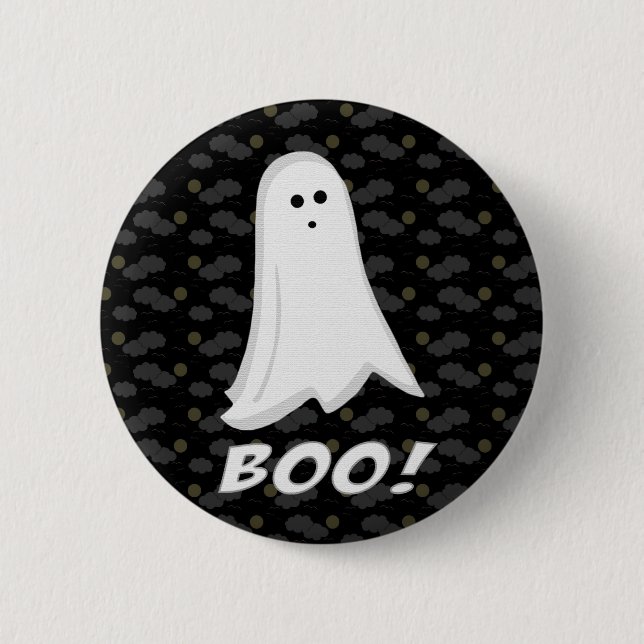 Boo, Niedlich Ghost Black und White Button (Vorderseite)