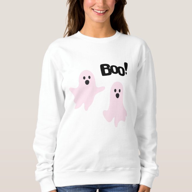 Boo Niedlich Halloween Pink Ghosts Spooky Sweatshirt (Vorderseite)