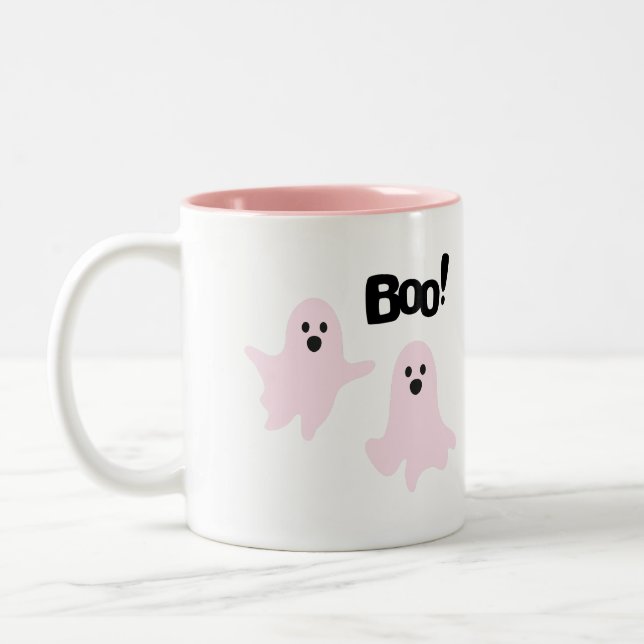 Boo Niedlich Halloween Pink Ghosts Spooky Tasse (Links)