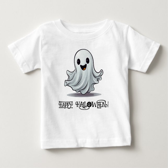 Boo! Niedlich Happy Fun Ghost Baby T-shirt (Vorderseite)