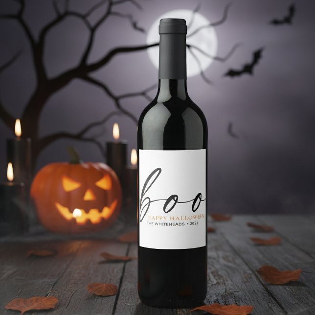 Boo Niedlich Happy Halloween White Weinetikett (Get into the Halloween spirit with this delightfully eerie wine label! )