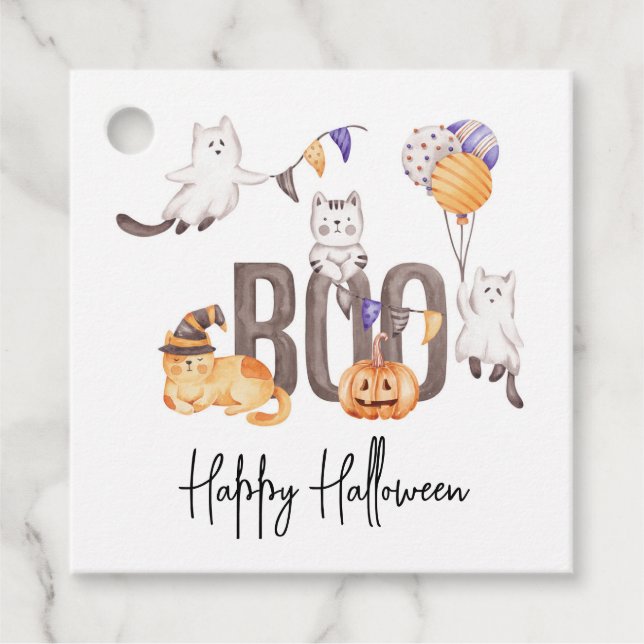 Boo Niedlich Kid's Happy Halloween Katzen Ghosts P Geschenkanhänger (Vorderseite)