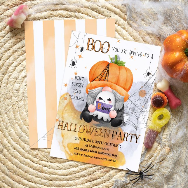 BOO niedlich Orage Gnome spuke Kinder Halloween-Pa Einladung (Von Creator hochgeladen)