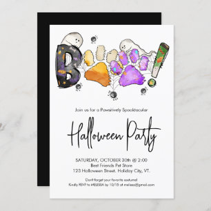 Boo Niedlich Pet Paw Prints Dog Lover Halloween-Pa Einladung