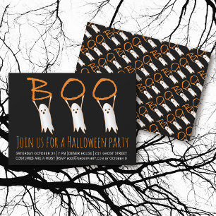 Boo niedliche Geister Modernes Halloween-Party Einladung