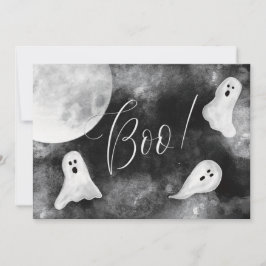 Boo! Niedliche Ghosts Spooky Wasserfarbenkarte Hal Einladung