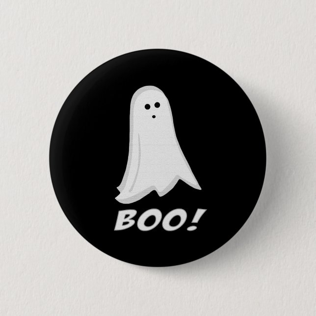 Boo! Niedlicher Halloween-Geist-Knopf Button (Vorderseite)