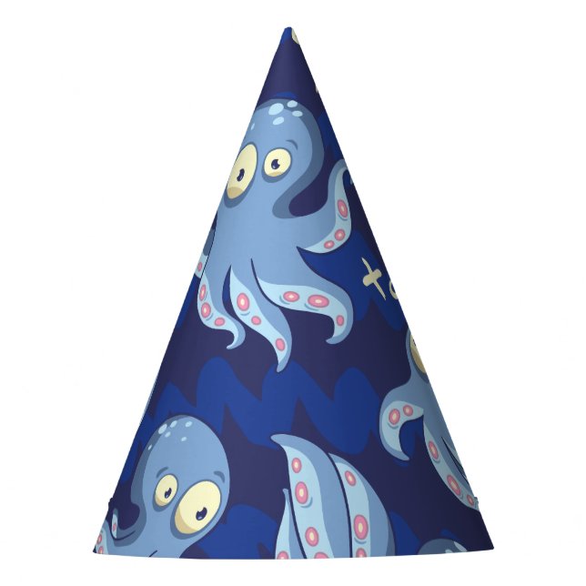 Boo Octopus Blue Kids Bekleidung & Dekoration Partyhütchen (Vorderseite)