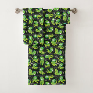 Boo Octopus Grüne Kinder Kleidung & Dekoration Badhandtuch Set