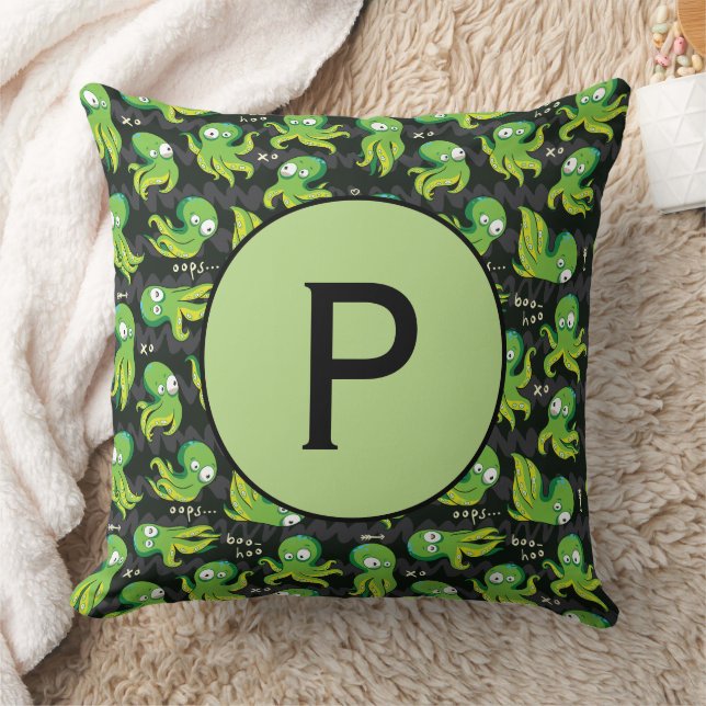 Boo Octopus Grüne Kinder Kleidung & Dekoration Kissen (Decke)