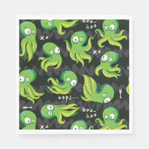 Boo Octopus Grüne Kinder Kleidung & Dekoration Serviette