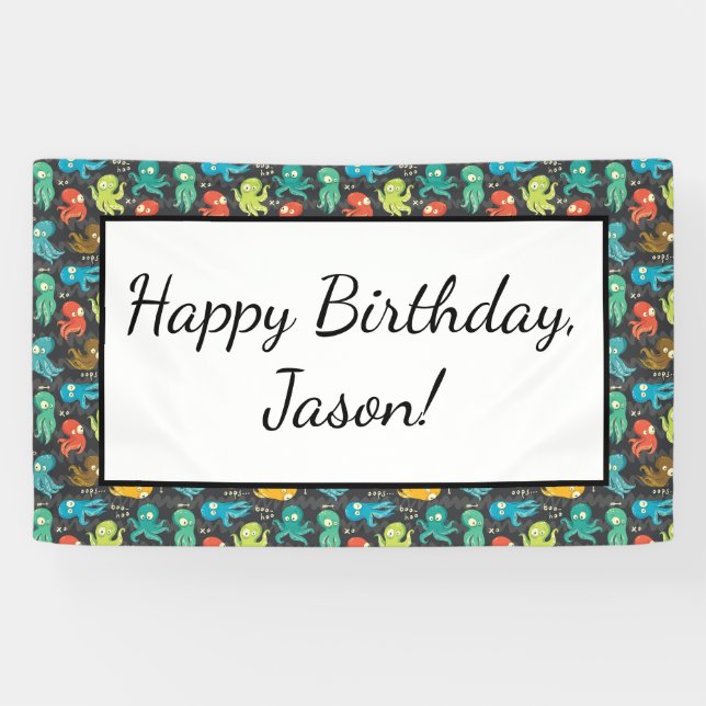 Boo Octopus Niedlich Multicolor Kids Bekleidung &  Banner (Horizontal)