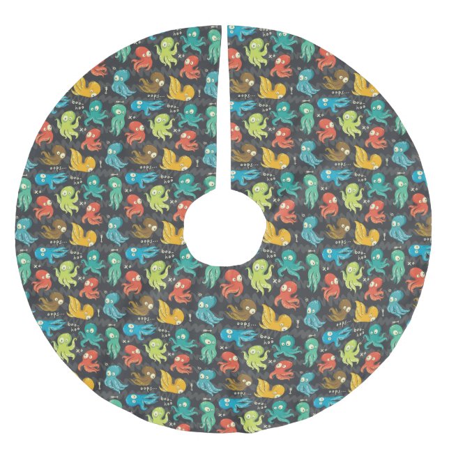 Boo Octopus Niedlich Multicolor Kids Bekleidung &  Polyester Weihnachtsbaumdecke (Vorderseite)