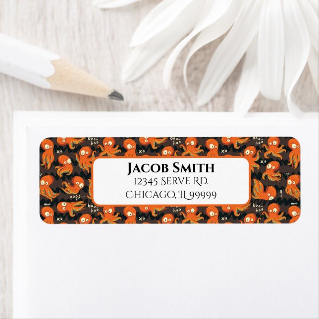 Boo Octopus Niedlich Orange Black Kids Rücksendead (Insitu)