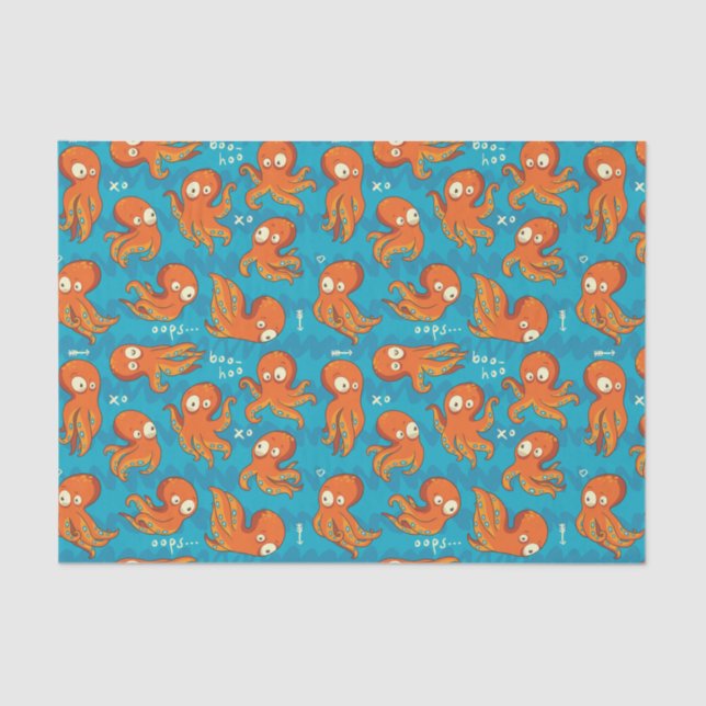 Boo Octopus Niedlich Orange Kids Bekleidung & Deko Seidenpapier (Vorderseite)