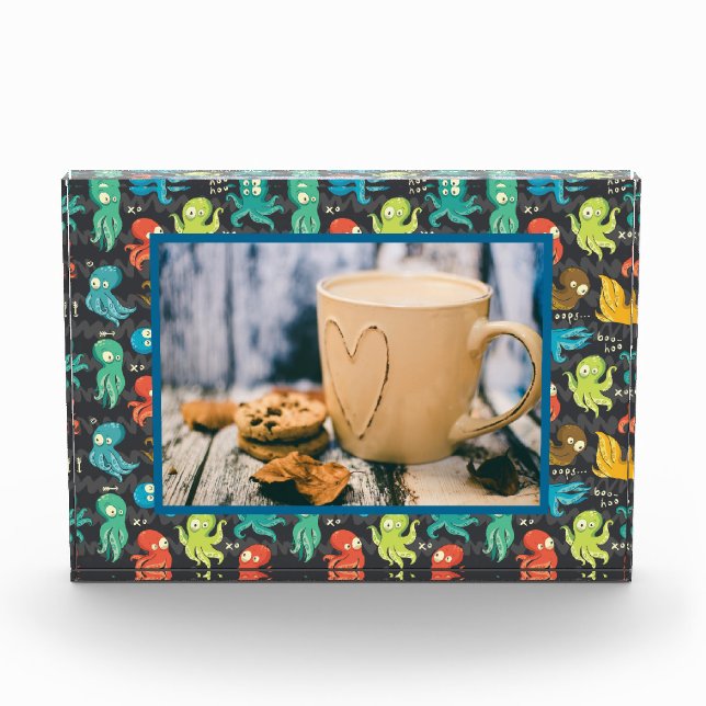 Boo Octopus Niedliche Kids Kleidung & Dekoration Fotoblock (Vorderseite)