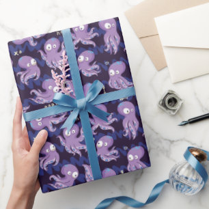 Boo Octopus Niedliche Lila Kinder Kleidung & Dekor Geschenkpapier