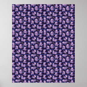 Boo Octopus Niedliche Lila Kinder Kleidung & Dekor Poster