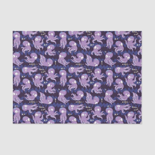 Boo Octopus Niedliche Lila Kinder Kleidung & Dekor Seidenpapier (Vorderseite)