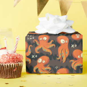 Boo Octopus Orange & Black Kids Kleidung & Dekorat Geschenkpapier