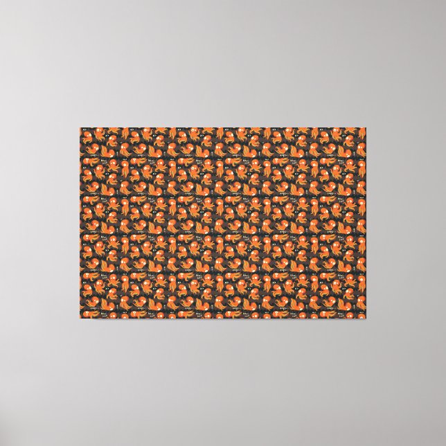 Boo Octopus Orange & Black Kids Kleidung & Dekorat Leinwanddruck (Vorderseite)