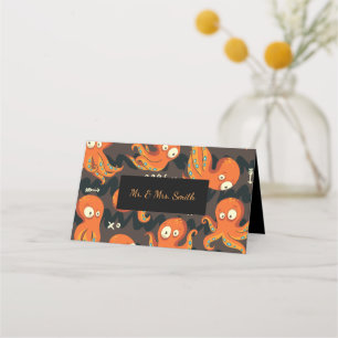 Boo Octopus Orange & Black Kids Kleidung & Dekorat Platzkarte