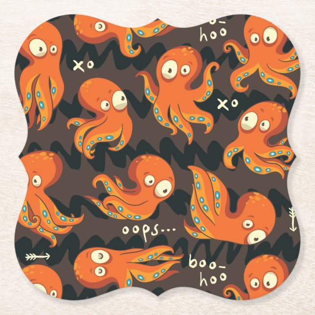 Boo Octopus Orange & Black Kids Kleidung & Dekorat Untersetzer (Vorderseite)