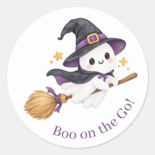 Boo on the Go Süße Kinder Geisterhexe Halloween Runder Aufkleber