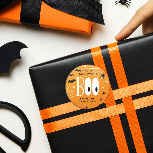 Boo Orange Happy Halloween Runder Aufkleber (Von Creator hochgeladen)