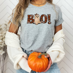 Boo Orange Kariert Halloween T-Shirt