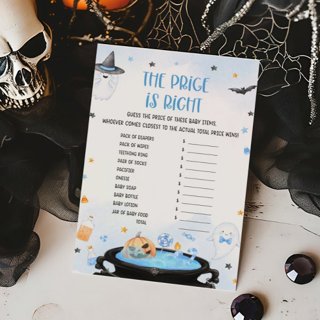Boo-oy Halloween Der Preis ist das richtige Spiel (Blue Oh Sheet Baby Shower The Price is Right Game)