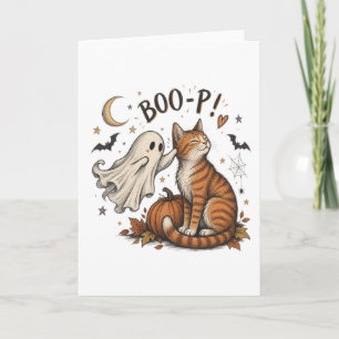 Boo-P Geist Orange Tabbykatze Nase Boop Halloween Karte