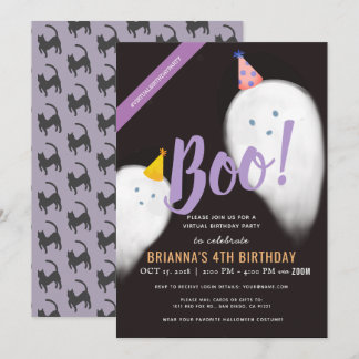 Boo Party Hat Ghost Halloween Virtual Geburtstag Einladung
