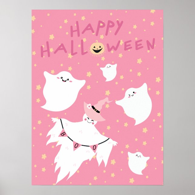 Boo Pastel Halloween Dekor Pink Kinderzimmer Lil G Poster (Vorne)