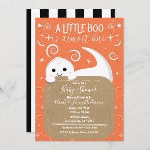 BOO Peeking Ghost Orange Halloween Kinderdusche Einladung