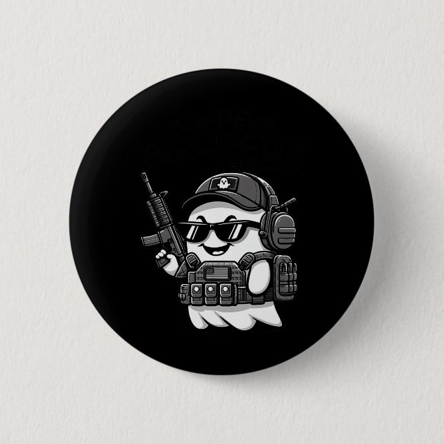 Boo Pew Tactical Ghost Kostüm Gun Lover Halloween Button (Vorderseite)