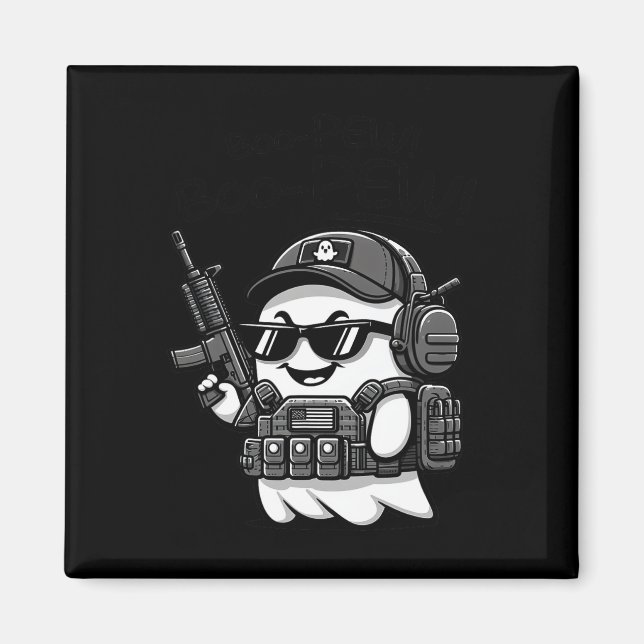 Boo Pew Tactical Ghost Kostüm Gun Lover Halloween Magnet (Vorne)