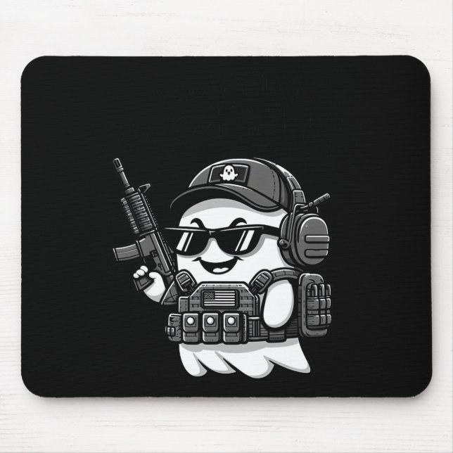 Boo Pew Tactical Ghost Kostüm Gun Lover Halloween Mousepad (Vorne)