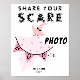 Boo Pink Ghost Pastel Halloween Deco Foto Stand Poster