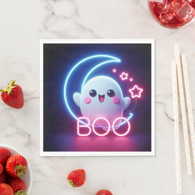 BOO Pink Halloween Ghost Serviette (Beispiel)