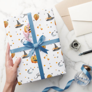 Boo Pumpkin Fall Halloween mit Personalisiertem Na Geschenkpapier