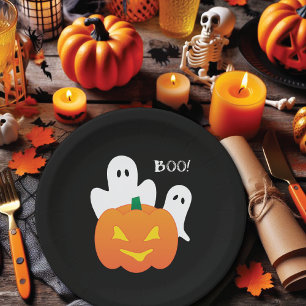 Boo Pumpkin Ghosts Halloween Pappteller
