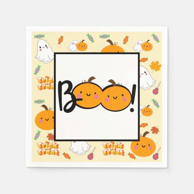 Boo Pumpkin Halloween-Party Napkins Serviette (Vorderseite)