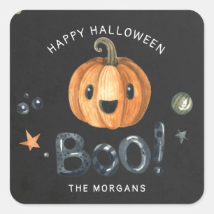 Boo Pumpkin Happy Halloween Monogramm Aufkleber