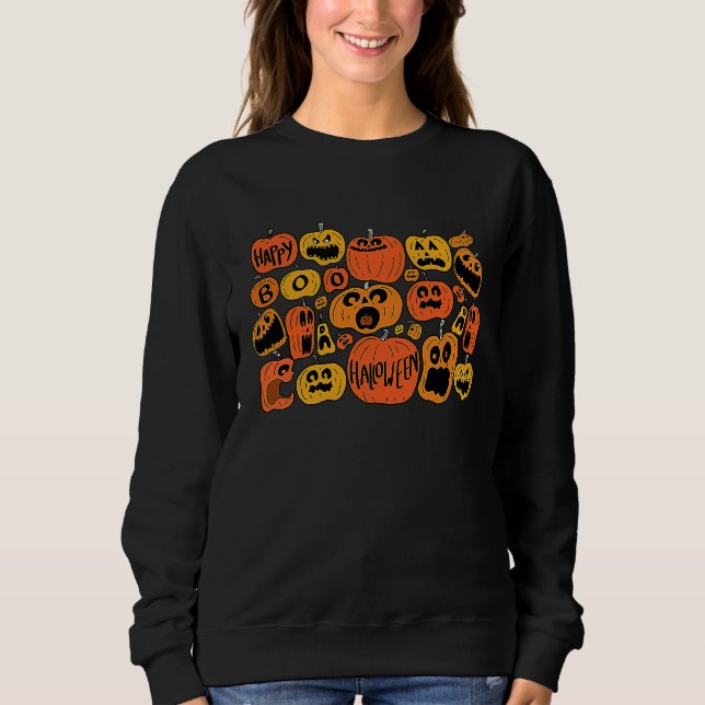 Boo Pumpkins Fall Vibes  Jack O Lantern Halloween Sweatshirt (Vorderseite)