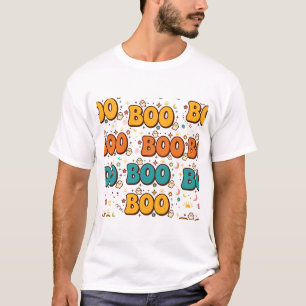BOO Retro-Geister-Lettern Halloween-Kunst T-Shirt