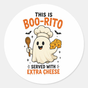 „Boo-Rito mit extra Käse serviert“ Design Runder Aufkleber